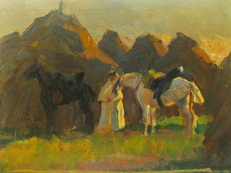 1864-Victor von Eckhardt - Sosta di riposo presso i covoni di fieno